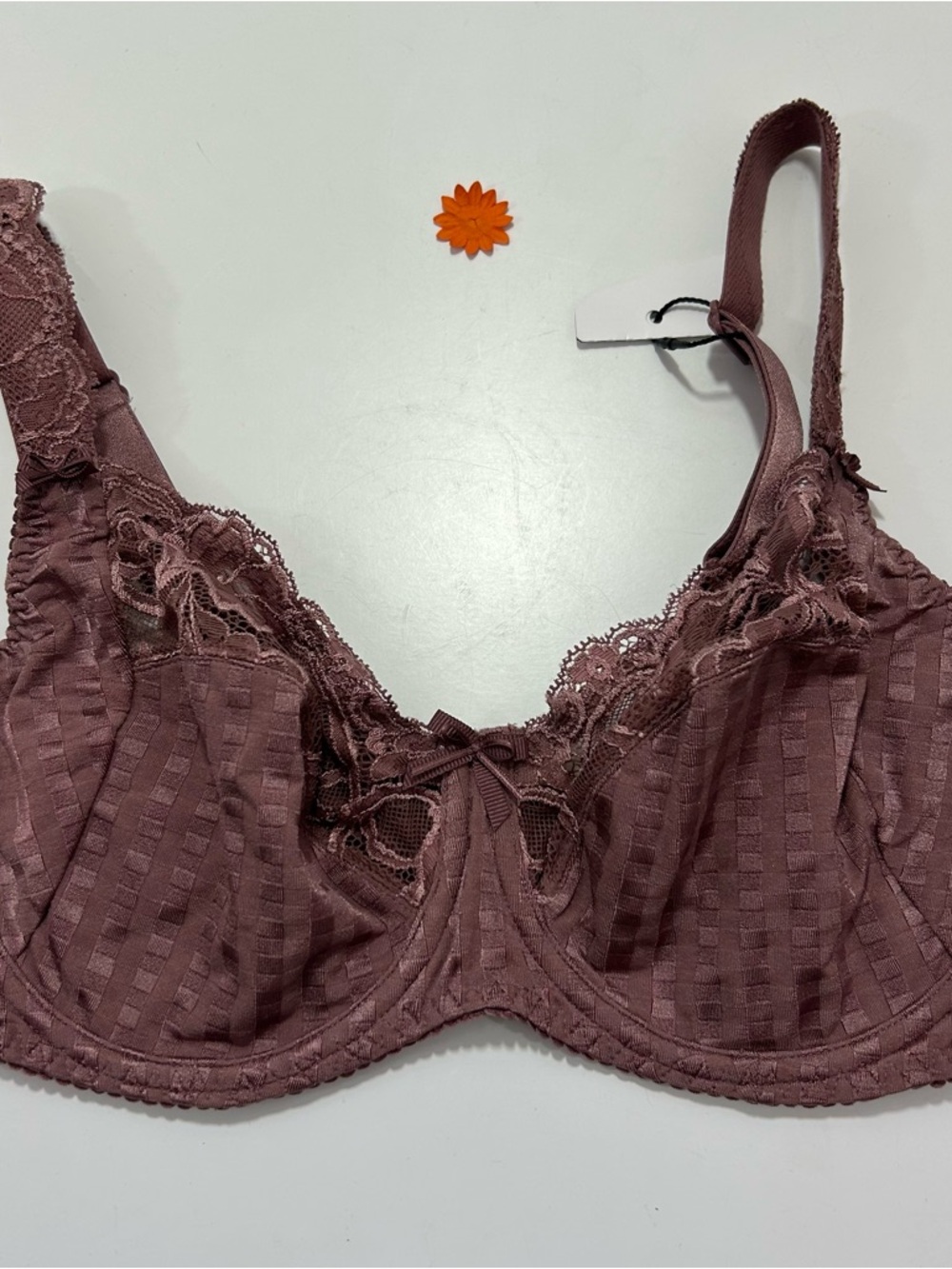 Prima Donna Brown Lace Unpadded Underwire Bra 36D NWOT